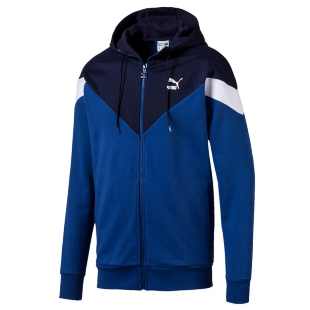 Puma Men's Iconic MCS Full Zip Hoodie Galaxy Blue